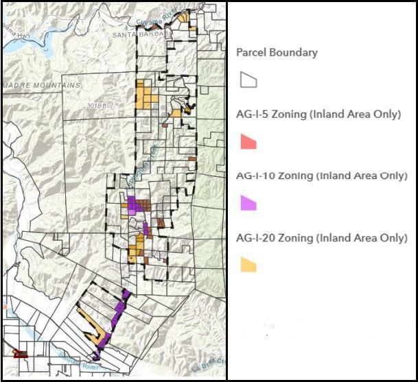Tepusquet Canyon existing developed rural neighborhood AG-1 zones